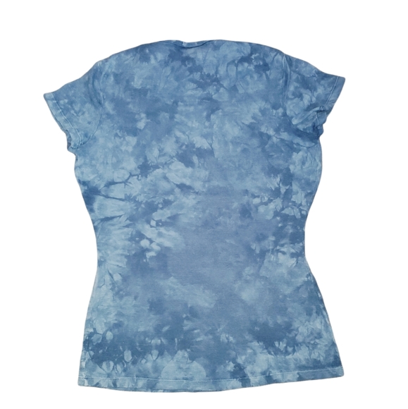 Tryst Crop Sleeve Tie Dye Tee with Peace Sign Embellished with Faux Jewels 846 - Picture 3 of 4